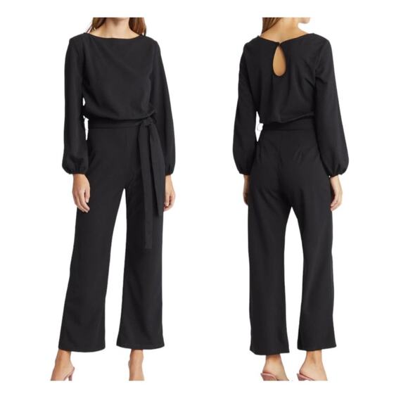 Nikki Lund Joy Long Sleeve Jumpsuit Black Size Medium - Picture 1 of 5
